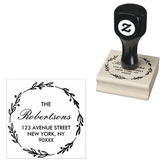 Mooi script huisadres 	rubberstempel (Gestempeld)