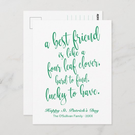 Mooi script Iers spreekwoord St. Patrick's Day Briefkaart (Voorkant / Achterkant)