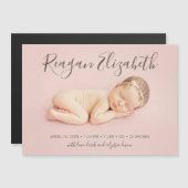 Mooi script Magnetische foto geboorte aankondiging (Voorkant / Achterkant)