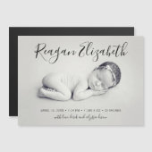 Mooi script Magnetische foto geboorte aankondiging (Voorkant / Achterkant)