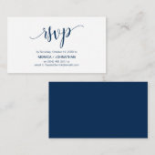 Mooi script, Navy Blue, RSVP reageren Informatiekaartje (Voorkant / Achterkant)