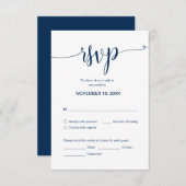 Mooi script, RSVP, Navy Blue, reageren Informatiekaartje (Voorkant / Achterkant)