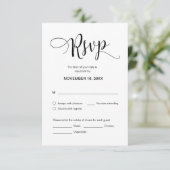 Mooi script, viering RSVP, zwart, reageren Informatiekaartje (Staand voorkant)
