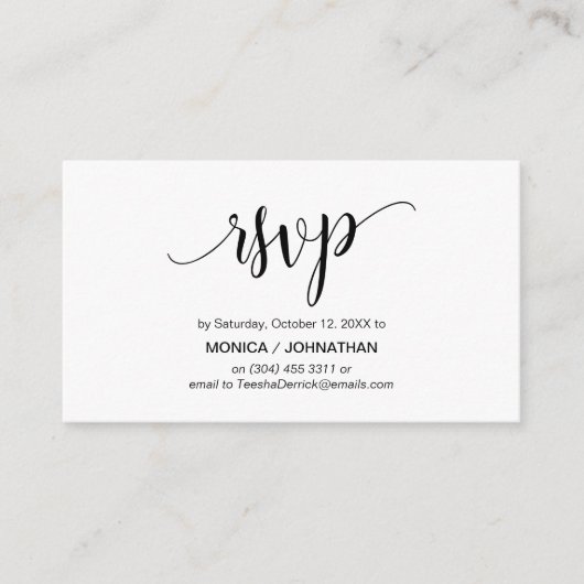 Mooi script, zwart, viering, RSVP reageren Informatiekaartje (Voorkant)