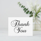 Mooi script zwart-wit bedankt briefkaart (Staand voorkant)