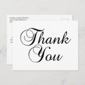 Mooi script zwart-wit bedankt briefkaart (Voorkant / Achterkant)