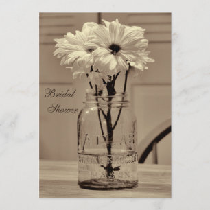 Mooi Sepia Mason Jar & Daisies Vrijgezellenfeest Kaart