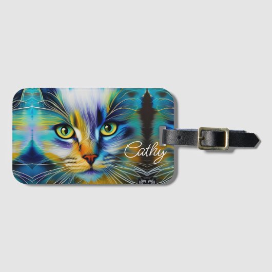 Mooi Siamese Kitten blauw groen goud Bagagelabel (Voorkant (horizontaal))