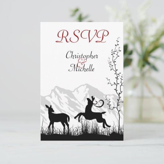 Mooi Silhouet Herten Berg Bruiloft RSVP (Staand voorkant)