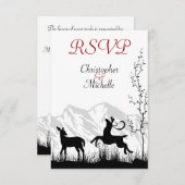 Mooi Silhouet Herten Berg Bruiloft RSVP (Voorkant / Achterkant)