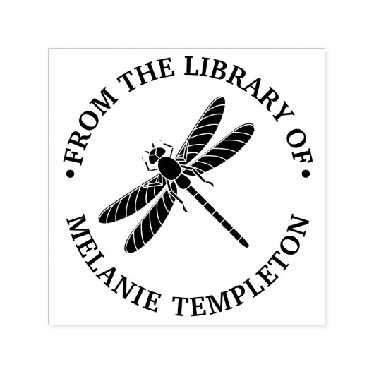 Mooi silhouet van libel #2 bibliotheek boeknaam  zelfinktende stempel (Design)