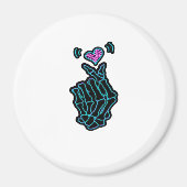 Mooi skelet handen met een hartsignaal voor H Magneet (Voorkant)