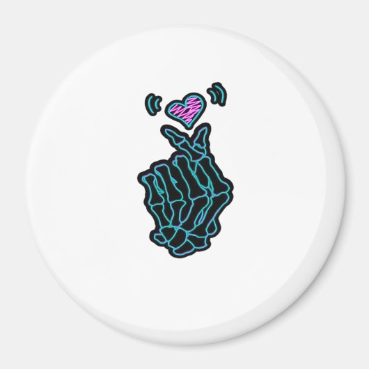 Mooi skelet handen met een hartsignaal voor H Magneet (Voorkant)