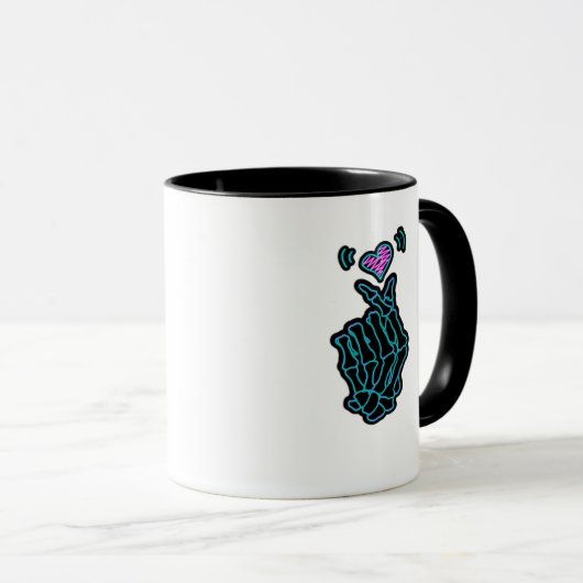 Mooi skelet handen met een hartsignaal voor H Mok (Voorkant rechts)