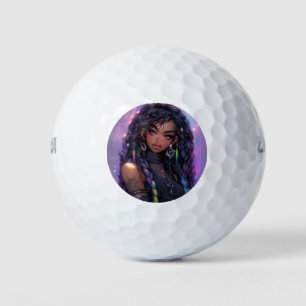 Mooi stijlvol gevlochten haar anime meisje golfballen