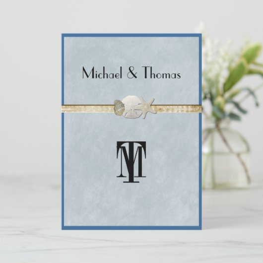 Mooi strand, bruiloft, zeester, goud kaart (Staand voorkant)