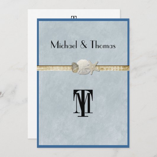 Mooi strand, bruiloft, zeester, goud kaart (Voorkant / Achterkant)