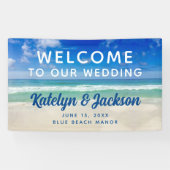 Mooi strand Welkom bij onze bruiloft Spandoek (Horizontaal)