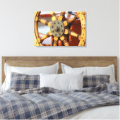 Mooi, Sturdy Wooden Ship's Wheel Canvas Afdruk (Insitu (Slaapkamer))