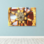 Mooi, Sturdy Wooden Ship's Wheel Canvas Afdruk (Insitu (Houten vloer))