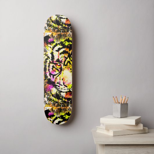Mooi tijgerskateboard - Geel tijdenSchaats Skateboard (Muurkunst)