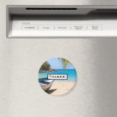 Mooi tropisch strand met een rowboot bedankt magneet (Insitu (Vaatwasser))