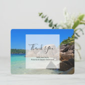 Mooi tropisch Zee Rocky Coastline Wedding Bedankkaart (Staand voorkant)
