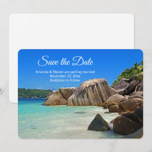 Mooi tropisch Zee Rocky Coastline Wedding Save The Date