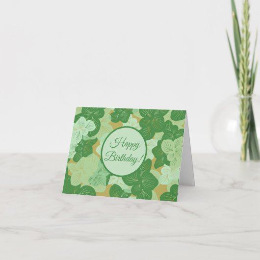 Mooi Tropische Groene Bladeren Verjaardag Kaart (Voorkant)