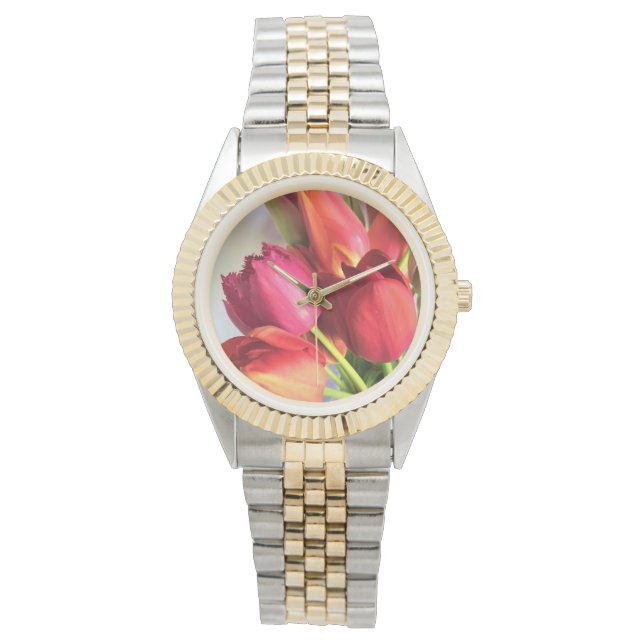 Mooi Tulip Bouquet Horloge (Voorkant)