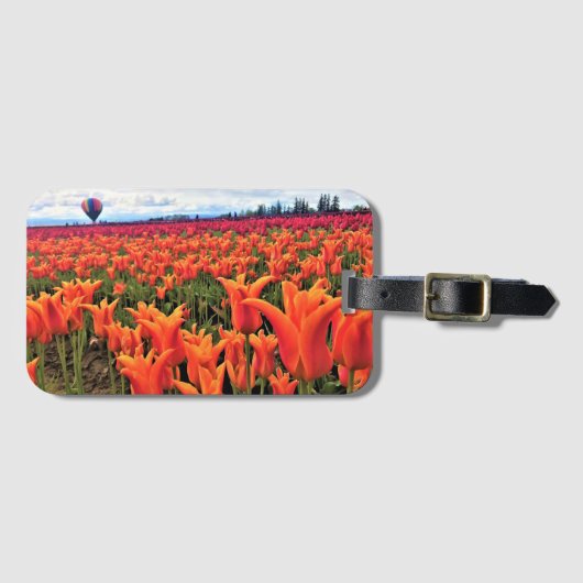 Mooi Tulpveld met een luchtballon, Oregon Bagagelabel (Voorkant (horizontaal))