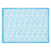 Mooi Turquoise Blue Floral Foliage Pattern Tafelkleed (Voorkant (Horizontaal))