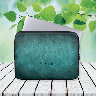 Mooi Turquoise Old Faux Leather Laptop Sleeve