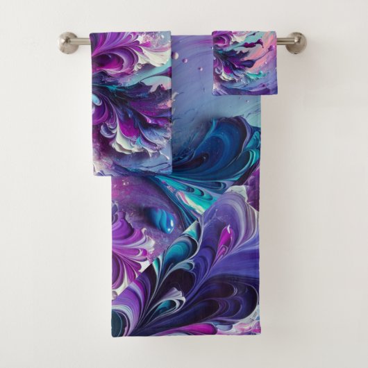 Mooi turquoise & roze Abstract patroon | Bad Handdoek (Insitu)