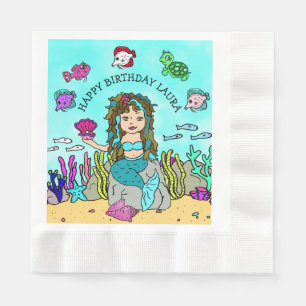 Mooi Turquoise Zeemeermin Meisjes Verjaardagsfeest Servet
