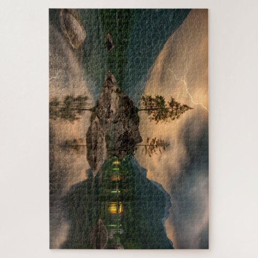 Mooi Uitzicht boven water met bliksem Legpuzzel (Verticaal)