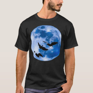 Mooi uitzicht van de maan en vogels t-shirt