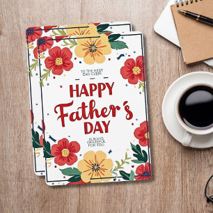 Mooi Vaderdagkaart met Bloemen voor de Beste Papa Feestdagenkaart