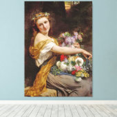 mooi ventilatormeisje canvas afdruk (Insitu (Houten vloer))