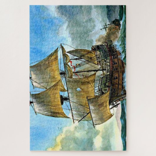 mooi vieruitgerust schip legpuzzel (Verticaal)