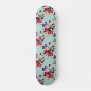 mooi, vintage, elegant leuke munt, bloemen, roze, skateboard