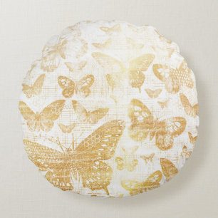 mooi vintage goud, vlinderspatroon, golde rond kussen