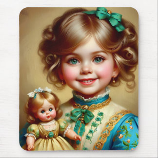 ~ Mooi Vintage Meisje en Pop ~ Muismat