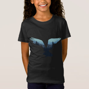 Mooi vliegend Eagle Night Sky Forest Bird Silho T-shirt