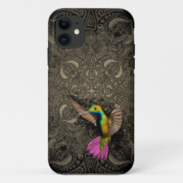 Mooi vliegende kolibrie zwevend Mehndi Mandala iPhone 11 Hoesje