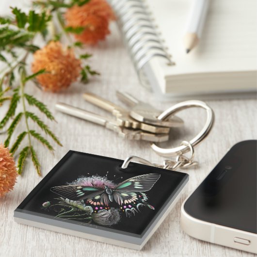 mooi-vlinder-bloem sleutelhanger (Voorkant Rechts)