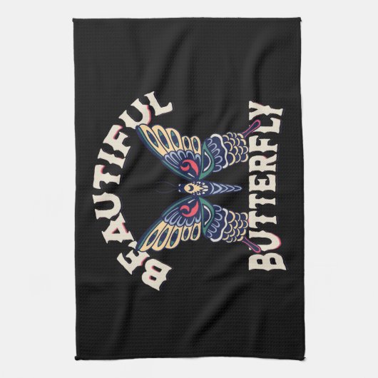 mooi-vlinder-retro-vector-art-illustratie- theedoek (Verticaal)