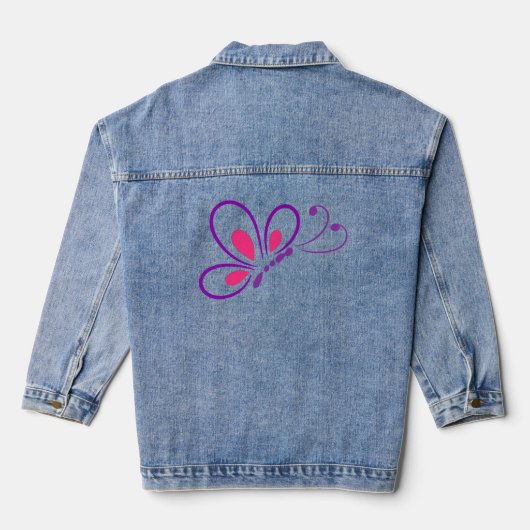 Mooi Vlinder roze design Denim Jacket (Achterkant)