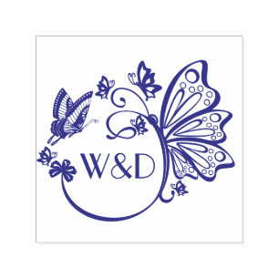 Mooi Vlinderframe Koppel Initiaal Monogram Zelfinktende Stempel