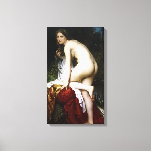 Mooi Vrouw Bather (door Bouguereau) Canvas Afdruk (Voorkant)
